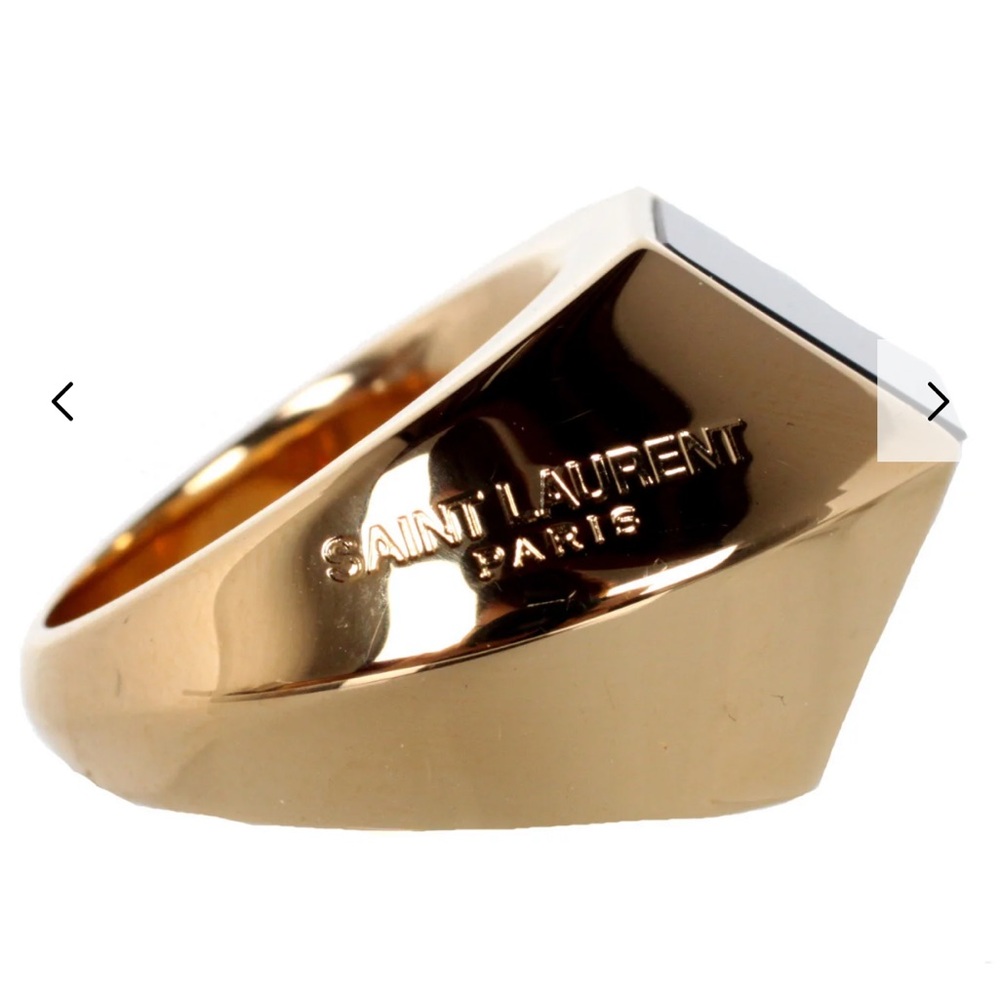 Saint Laurent Gold Ring with Black Stone